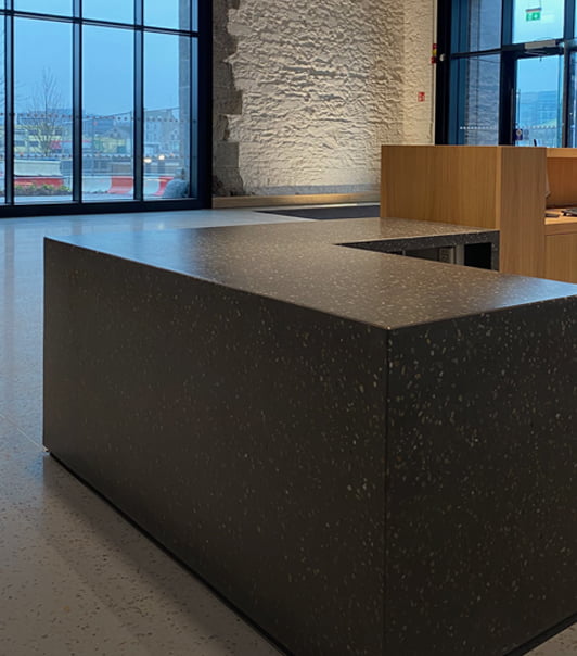 polished concrete reception desks