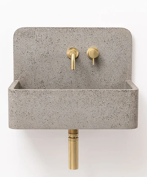 Grange Bucket Style Wall Hung Concrete Basin with Integrated Backsplash - Concrete Fair